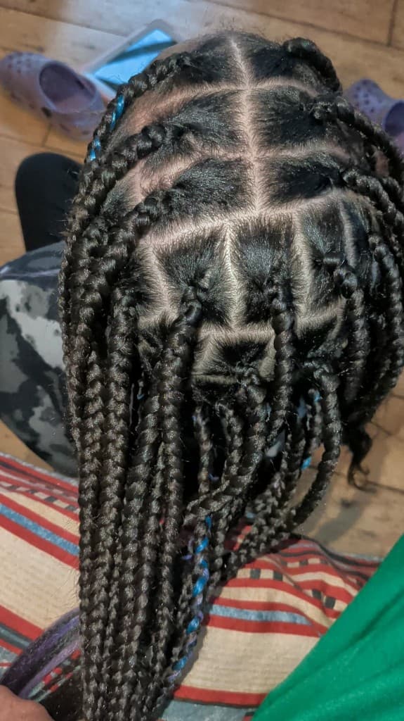Box braids with colour accents