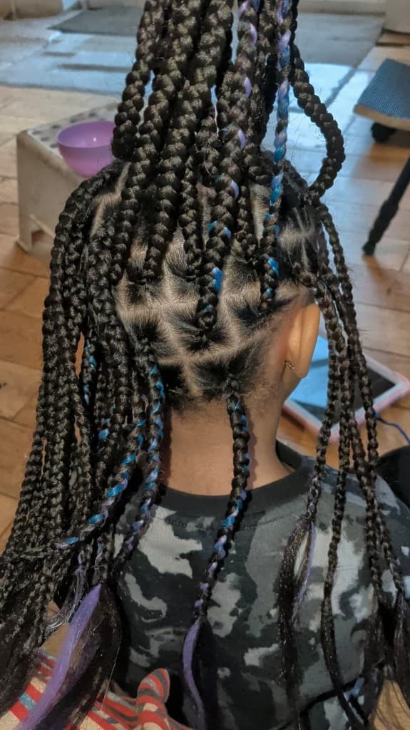 Box braids — half up style