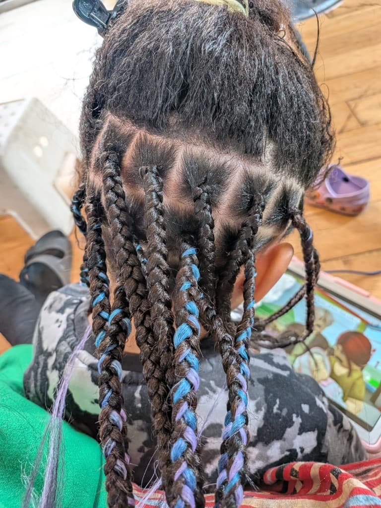 Box braids in progress