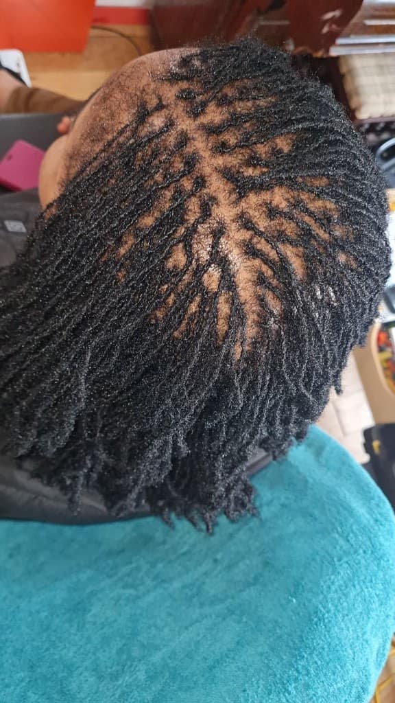 Sisterlocks — overhead in salon