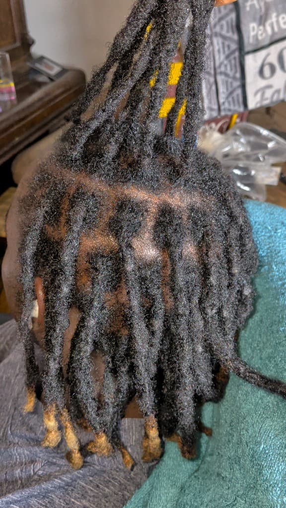 Traditional locs — golden tips from behind