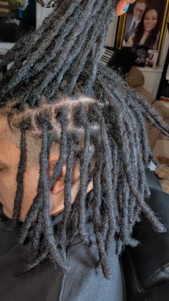 Traditional locs with fade and neat roots